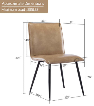 Set of 4 Minimalist Faux Leather Side Chairs for Dining Room, Cream