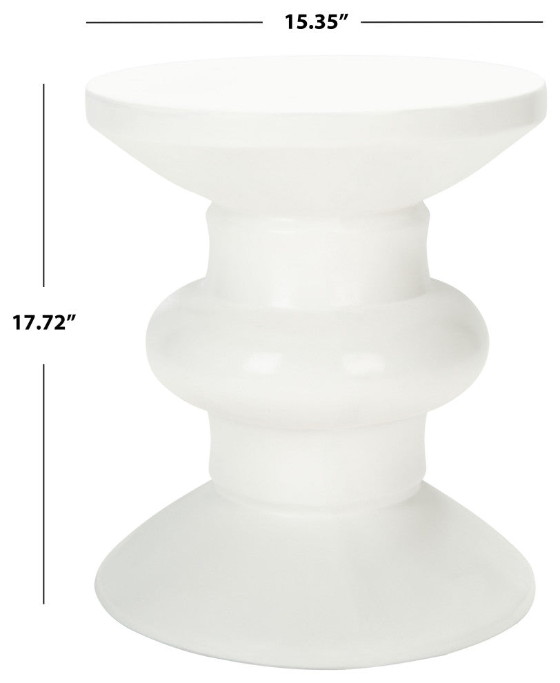 Safavieh Indoor-Outdoor Jiraiya Concrete Accent Stool, Ivory