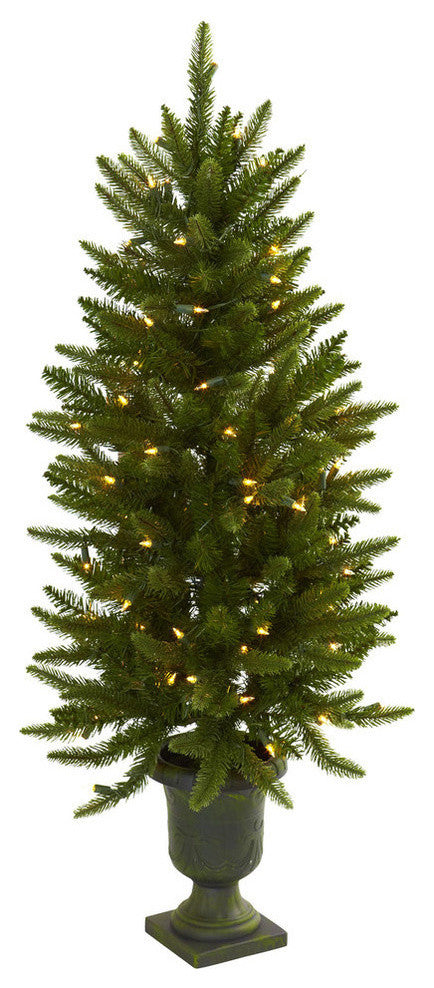 4' Christmas Tree With Urn and Clear Lights, Green