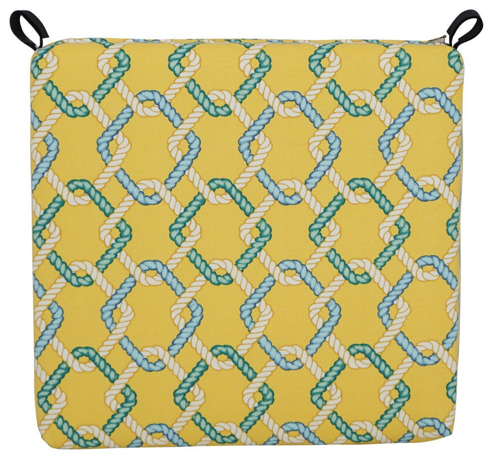 20"X19" Patterned Outdoor Chair Cushions, Set of 4, Capecod Summer