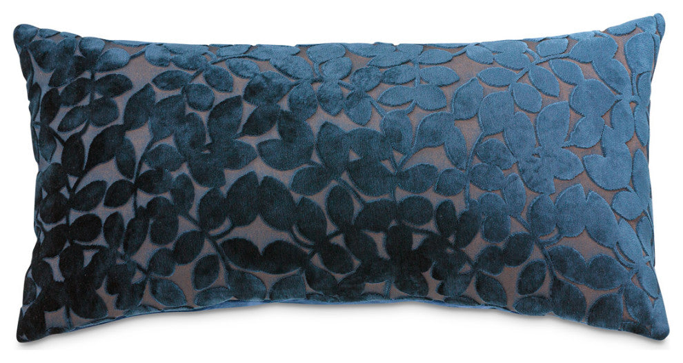 Blue My Mind Larkin 13"x24" Velvet Oblong Pillow, Set of 2, Sapphire