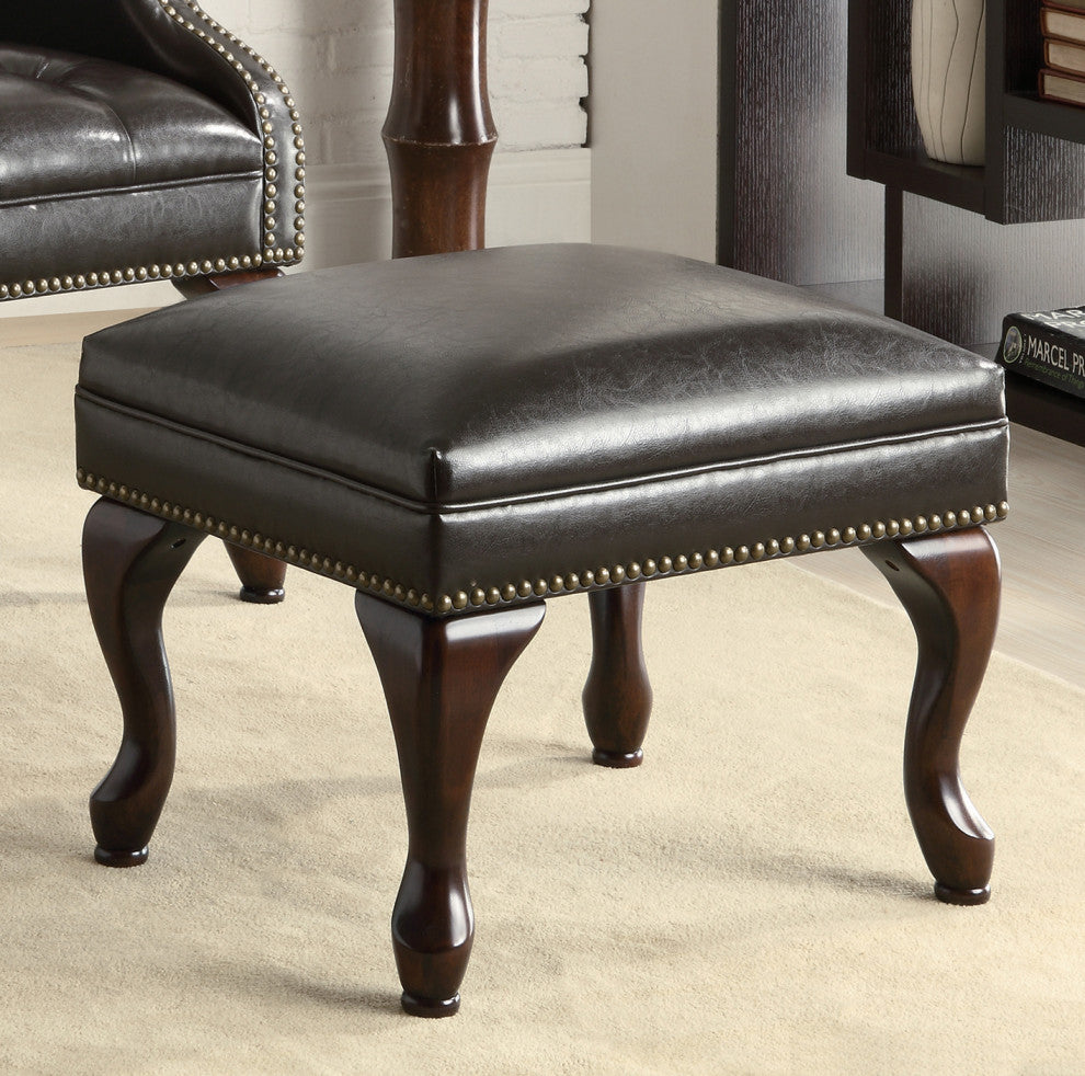 Butto Tufted Accent Chair with Ottoman, Black
