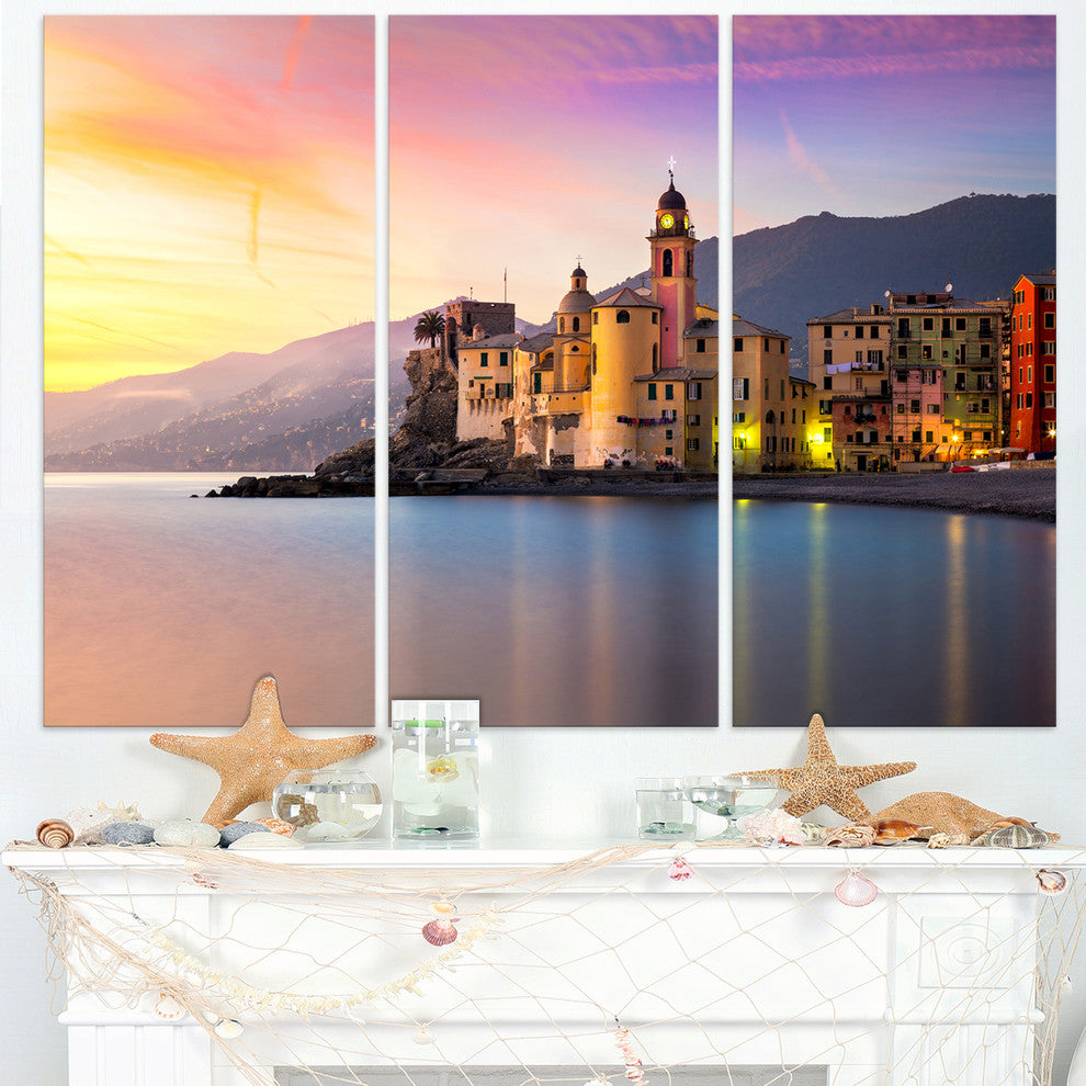 "Old Mediterranean Town at Sunrise" Wall Art, 3 Panels, 36"x28"