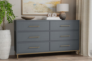 Madelyn Six Drawer Dresser, Slate Gray