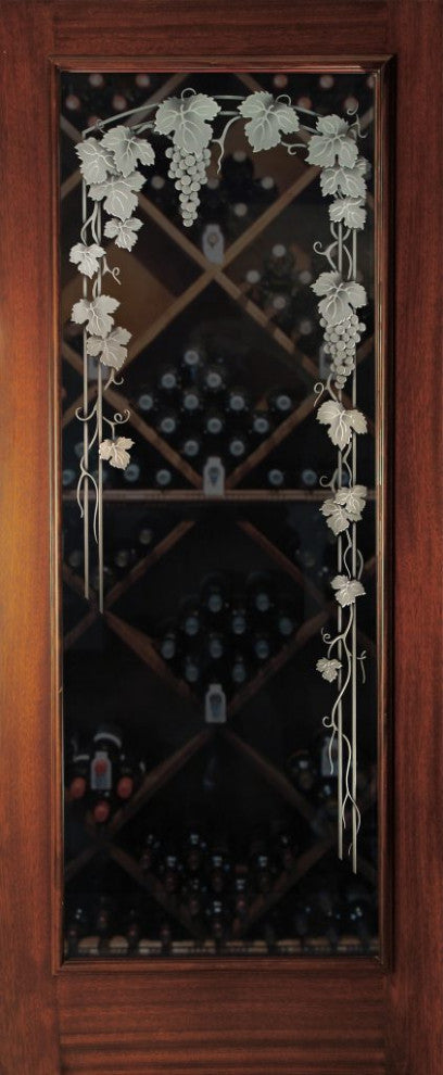 Wine Door - Vineyard Grapes Trellis - Primed - 32" x 80" - Knob on Right -...