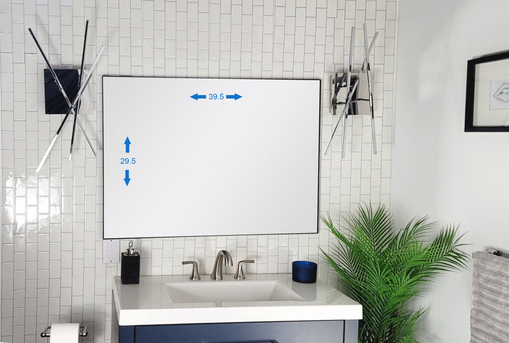 Venta 24 in. x 32 in. Modern Black Framed Wall Mirror with Dual Mounting Bracket