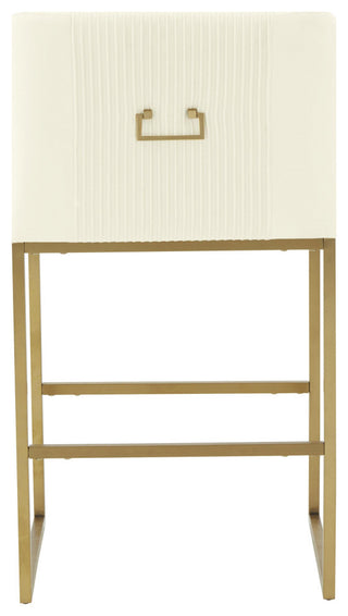 Lisa Cream Pleated Velvet Counter Stool
