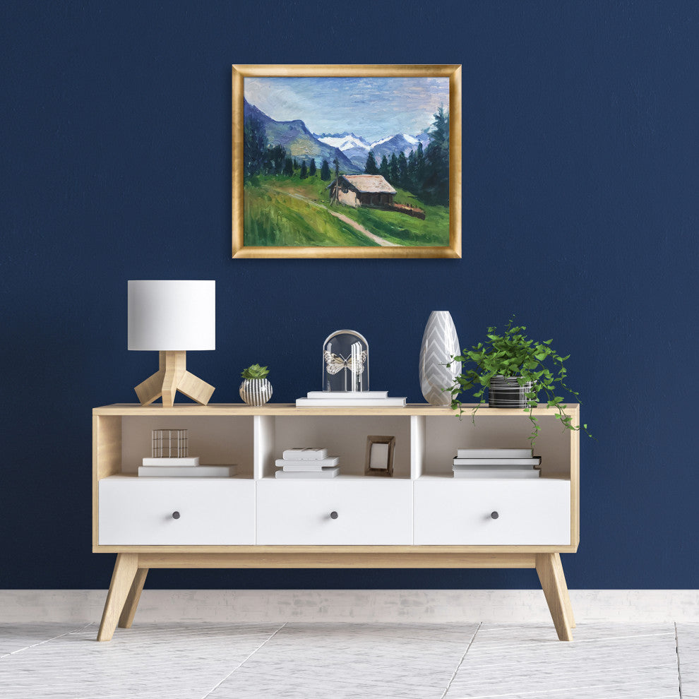 La Pastiche Savory Alps with Gold Luminoso Frame, 23" x 27"