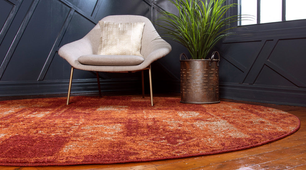 Unique Loom Terracotta Autumn Plymouth 3' 3 x 3' 3 Round Rug