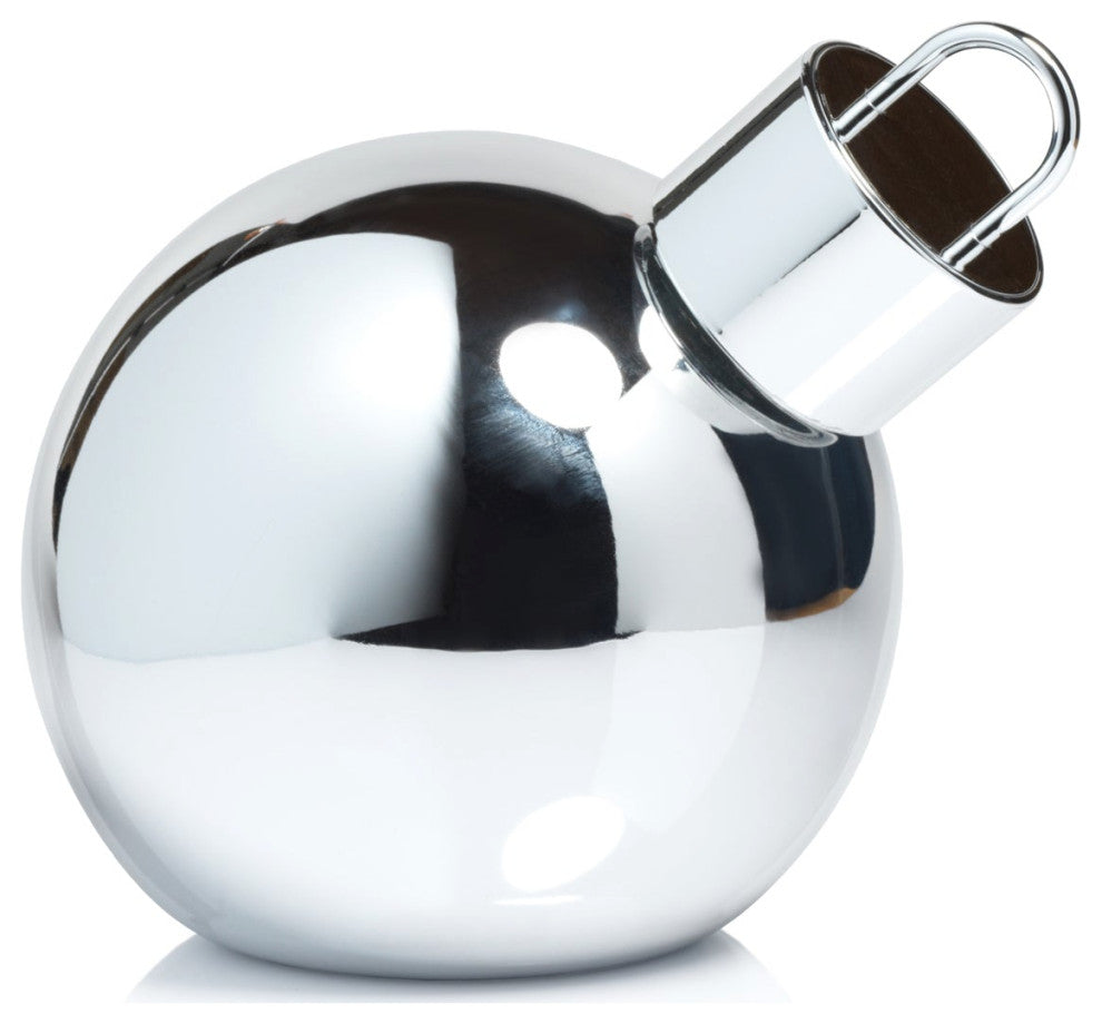 LED Oversized 7.75" Silver Glass Ball Ornament
