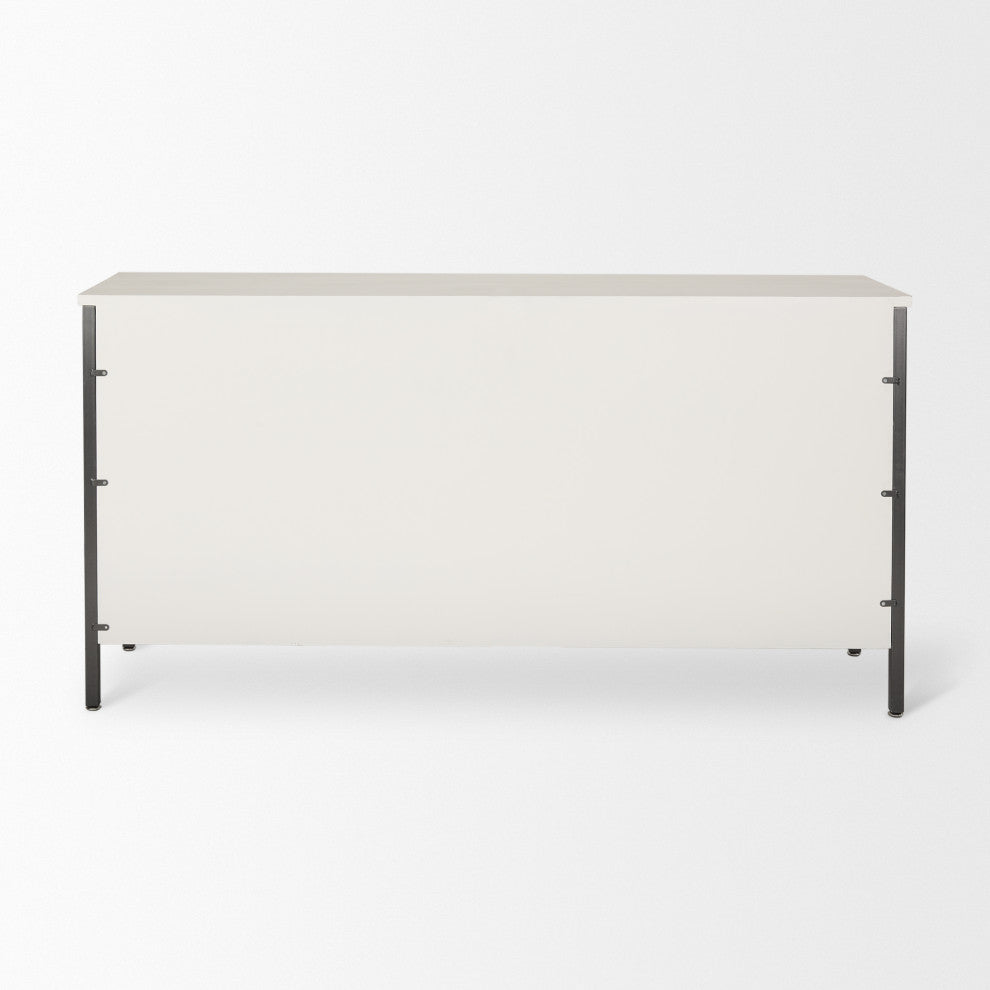 Savannah White Fir Veneer With Gray Metal 6-Drawer Sideboard