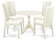 5 Pc Kitchen Set, 1 Drop Leaves Dining Room Table, 4 Black Chair, Linen White