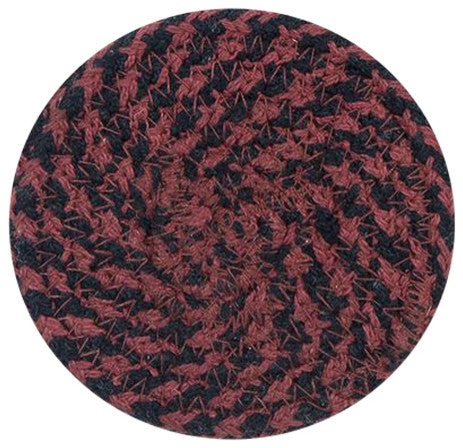 Burgundy/Mustard Round Coaster, 4"x4"