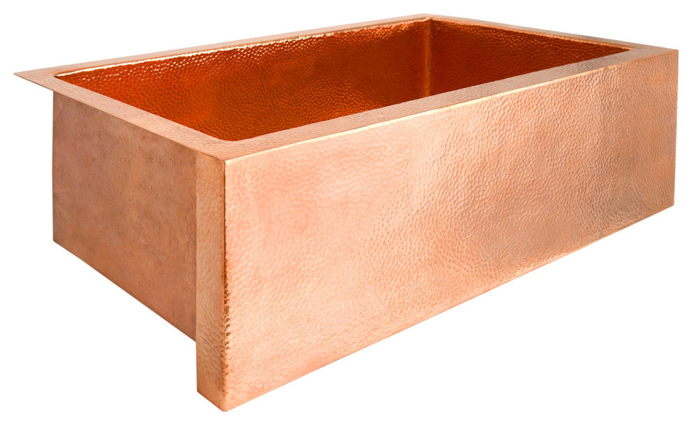 Pinnacle Copper Farmhouse Kitchen Sink, Polished Copper