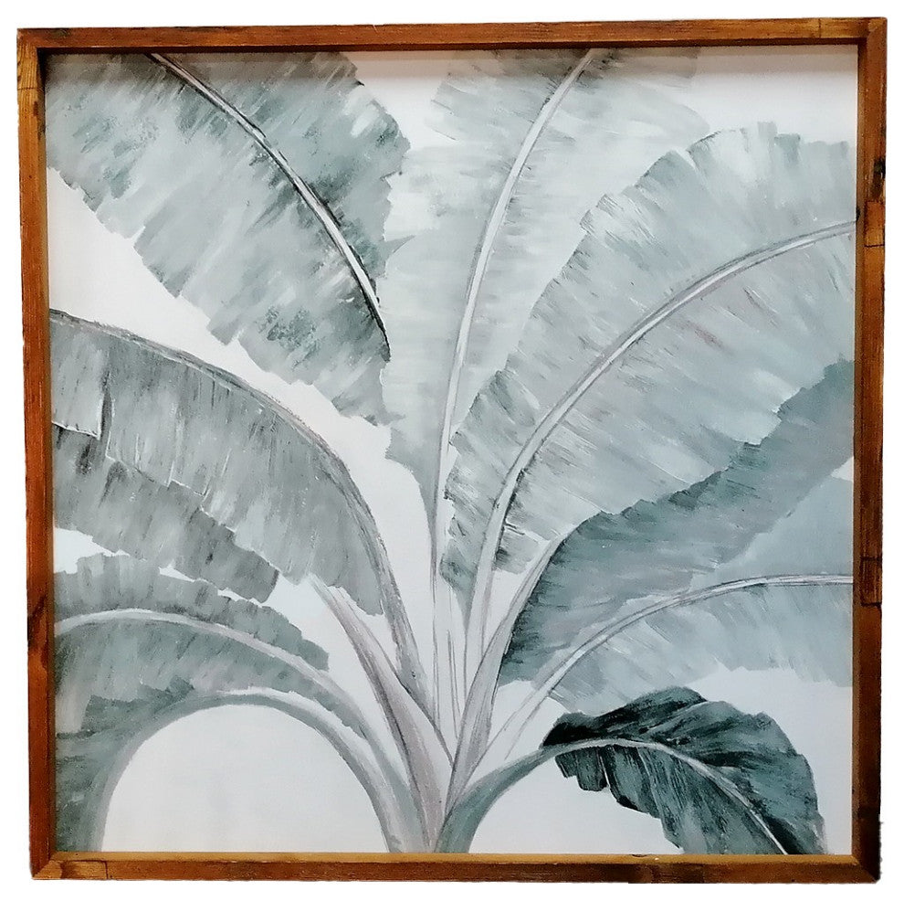 Modern Oversized Blue Green Palm Tree Canvas Wall Art
