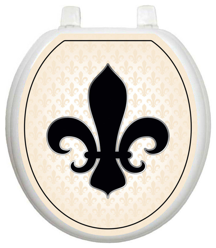 French Lily Toilet Tattoos Seat Cover, Vinyl Lid Decal, Bathroom Decor, Round