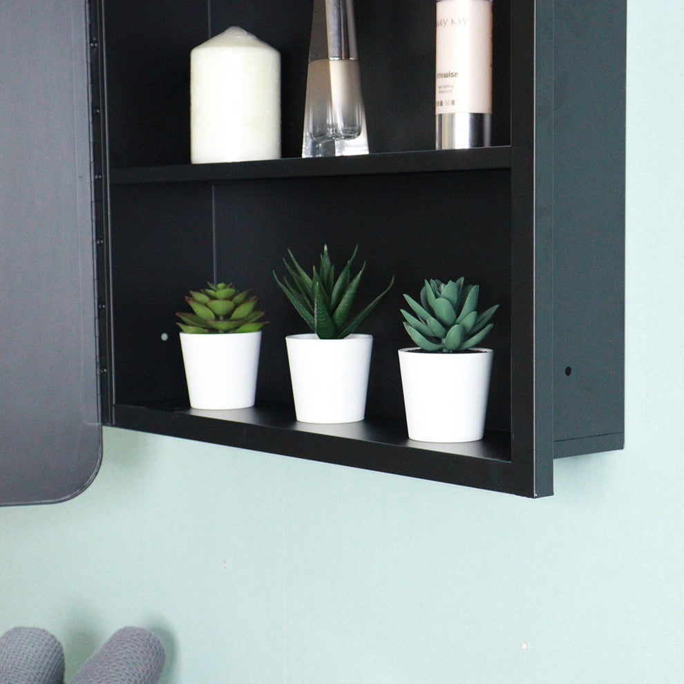 Rectangular Framed Surface/Recessed Mount Mirrored Medicine Cabinet with Shelves