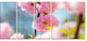 Almond Tree Pink Flowers, Large Flower Canvas Wall Art, 60"x28", 5 Panels