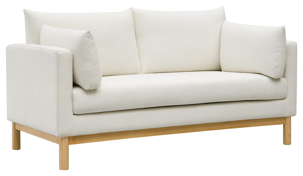 Langham Linen Textured Fabric Upholstered Loveseat, Cream