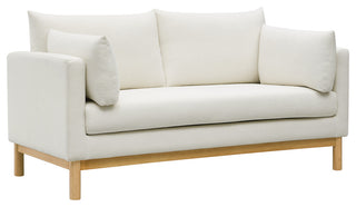 Langham Linen Textured Fabric Upholstered Loveseat, Cream