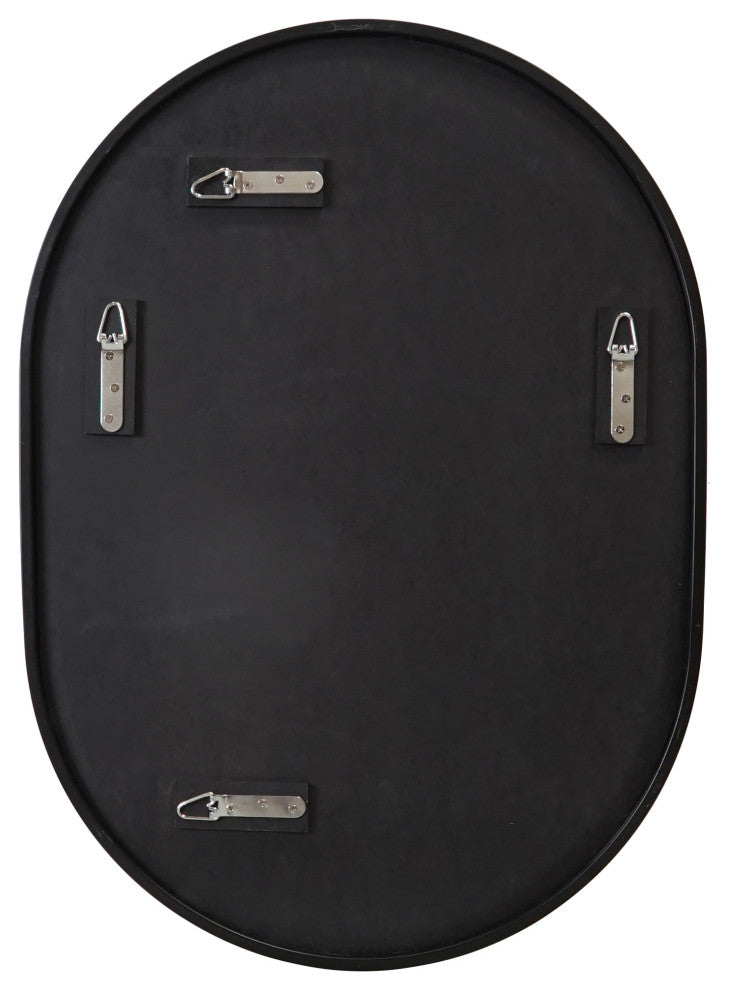 20" W X 28" H Pill Shape Stainless Steel Framed Mirror, Black