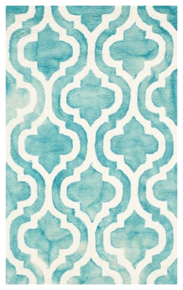 Safavieh Dip Dye 2' X 3' Hand Tufted Wool Rug in Turquoise and Ivory
