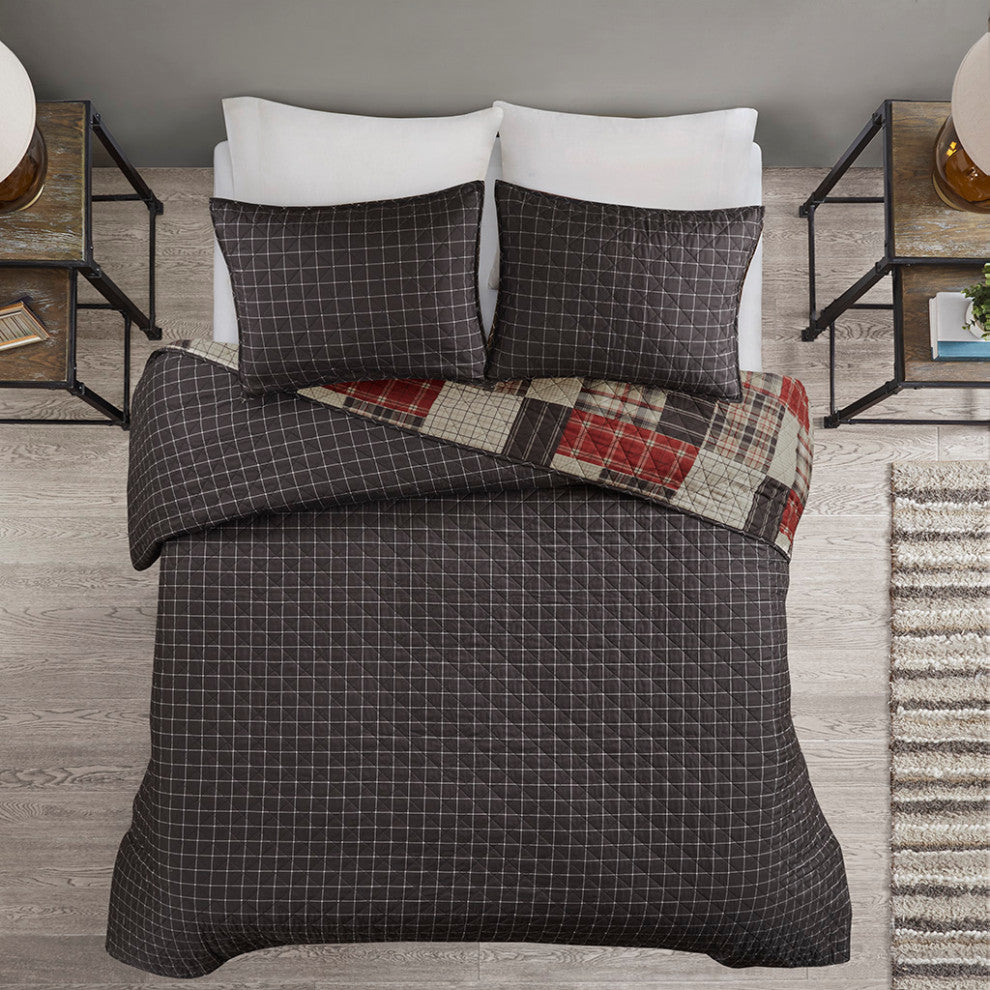 Madison Park Timber 3 Piece Reversible Printed Quilt Set