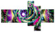 Colorful Exotic Whirlpool Flower, Floral Canvas Art Print, 60"x32", 5 panels