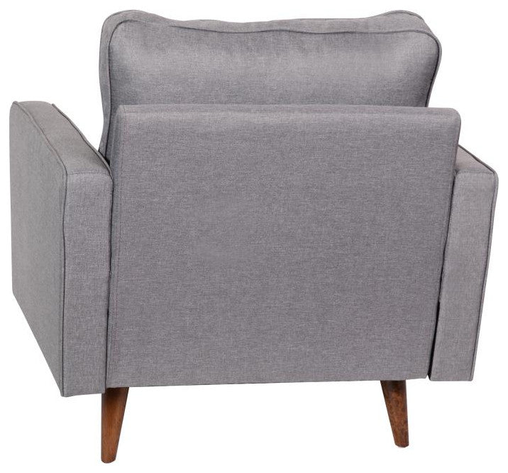 Hudson Commercial Grade Armchair WithTufted Faux Linen Upholstery, Slate Gray