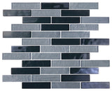 Landscape 12"x12" Textured Glass Linear Mosaic Tile,Gray, Single Sheet