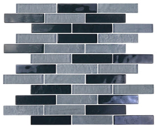 Landscape 12"x12" Textured Glass Linear Mosaic Tile,Gray, Single Sheet