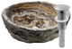 Natural Travertine Onyx Stone Vessel Bath Sink with Drain, Brushed Nickel