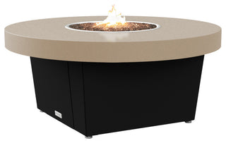 Circular Fire Pit Table, 48", Natural Gas, Beige Powdercoat Top, Black