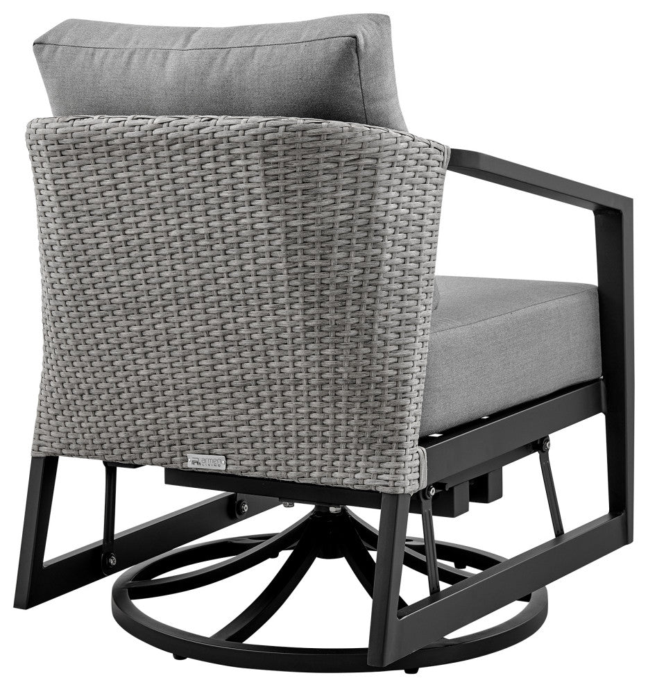 Aileen 3-Piece Patio Seating Set, Aluminum With Gray Wicker And Cushions