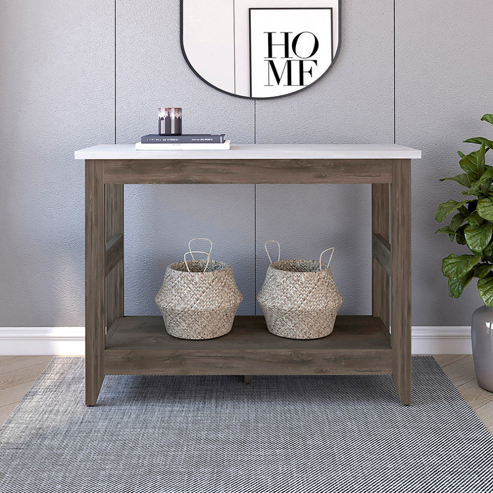 Paulson Rustic Console Table Onyx Top by RST Brands, Brown/White