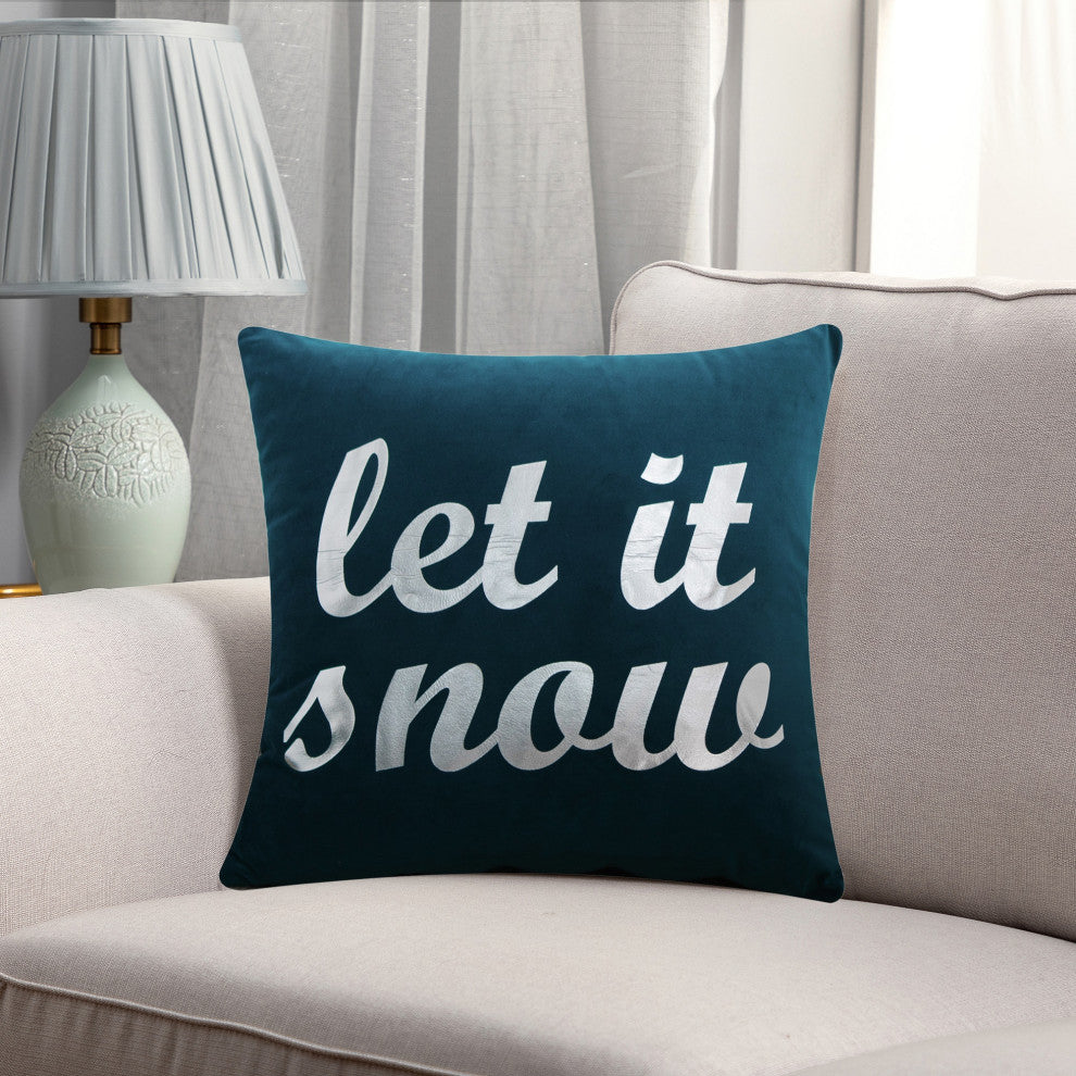 Christmas Icons Throw Pillow Set of 2, Print Silver Let It Snow