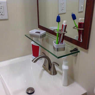 Rectangle Floating Glass Shelf  10 X 42 with Chrome Brackets