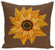El Girasol Feliz Flower Print Pillow, Brown, 20"x20"