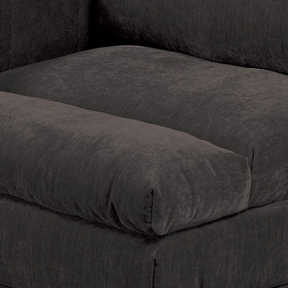 Luna 33 Inch Modular 1 Arm Corner Chair, Triple Plush Cushion Seat Dark Gray