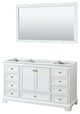 60" Single Bath Vanity, White, No Countertop, Gold Trim, 58" Mirror