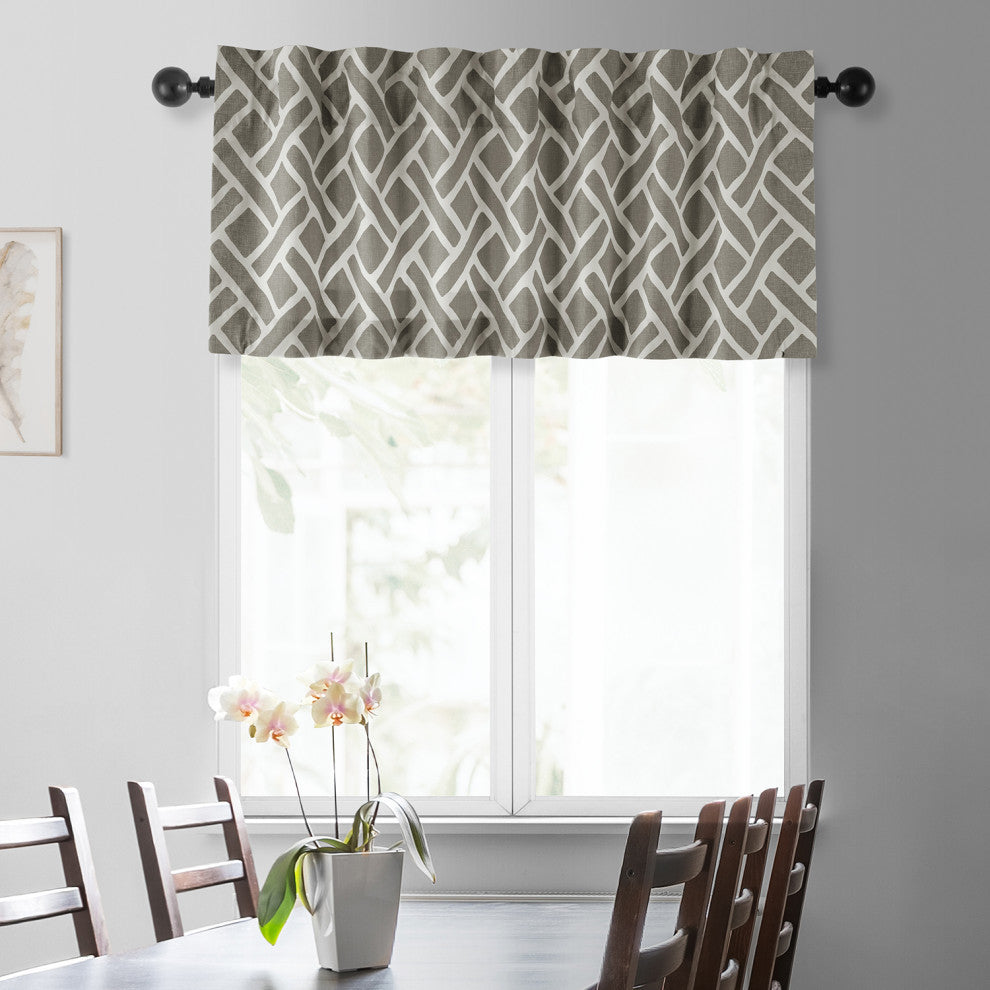 Martinique Printed Cotton Window Valance Single Panel, Martinique Taupe