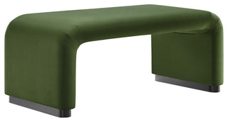 Koda Performance Velvet Waterfall Ottoman - Black Moss Green
