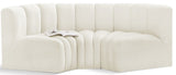 Arc Velvet Upholstered 3-Pc. Inward Curved Modular Sectional, Cream