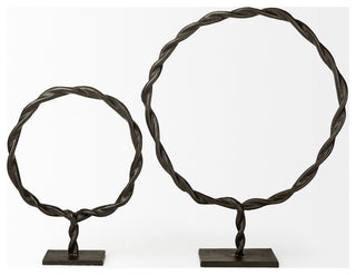 Rizwan, Small, Black Aluminum Braided Circular Object