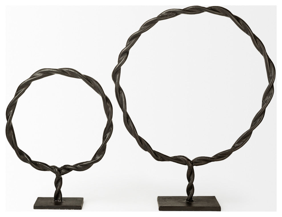Rizwan, Small, Black Aluminum Braided Circular Object