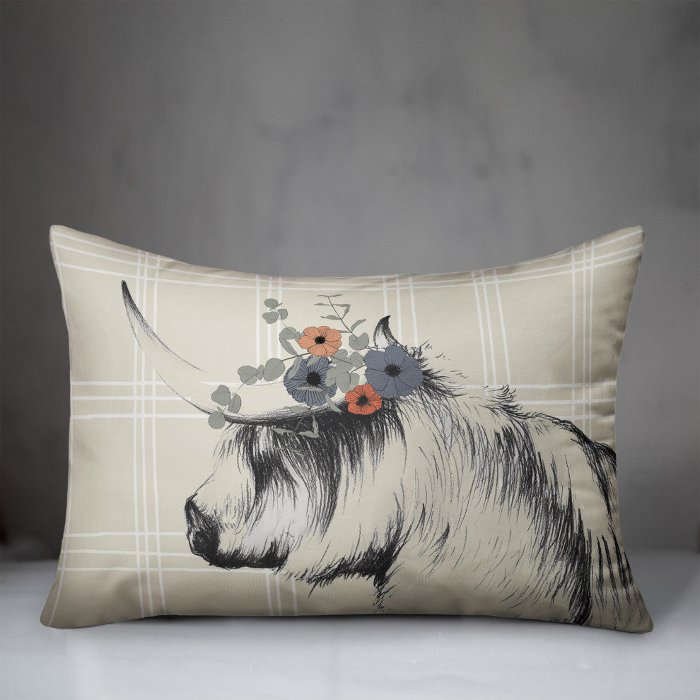 Charcoal Highland Floral Crown 14x20 Spun Poly Pillow