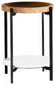 Pemberly Row Round Accent Table with Marble Shelf in Natural and Black