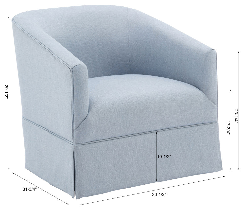 Elm Skirted Swivel Chair, Sky Blue