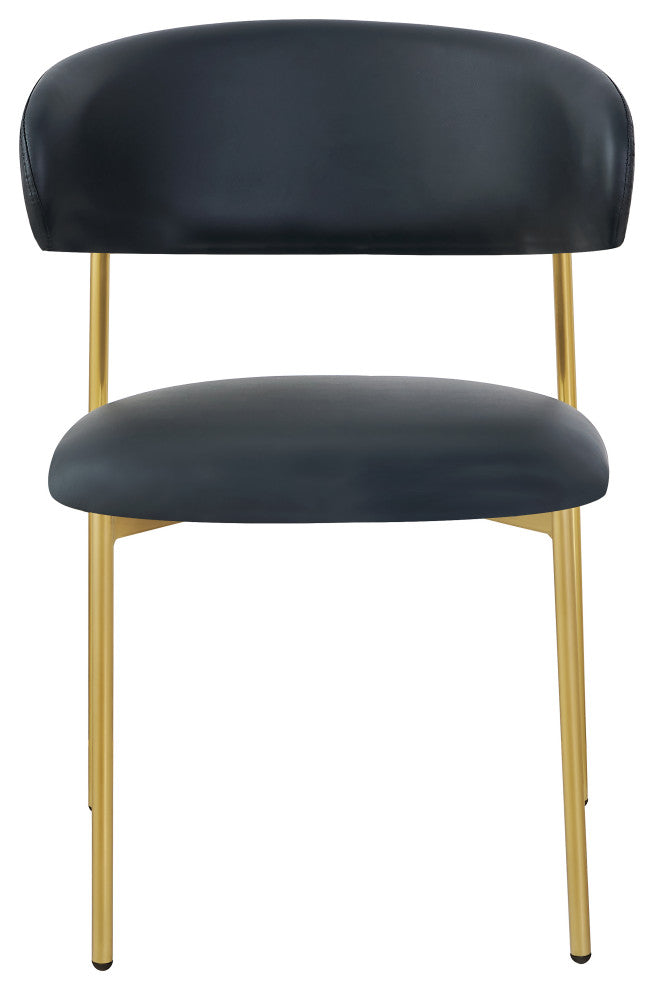 Lupita Vegan Leather Dining Chair, Set of 2, Black, Brushed Gold Finish