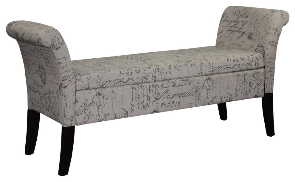 Black and White Vintage Postcard Settee Style Storage Bench